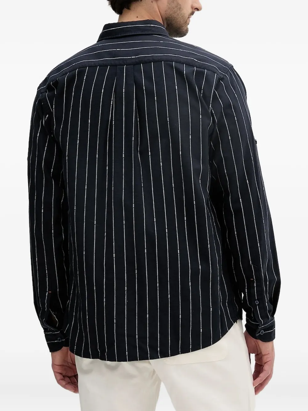 BOSS Overhemd met krijtstreep en logo - Blauw