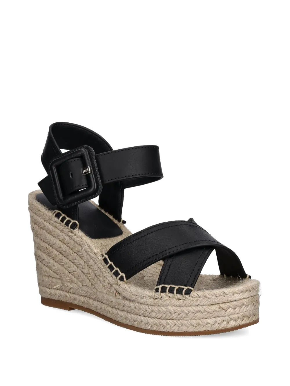 BOSS cross-strap wedge espadrilles Black