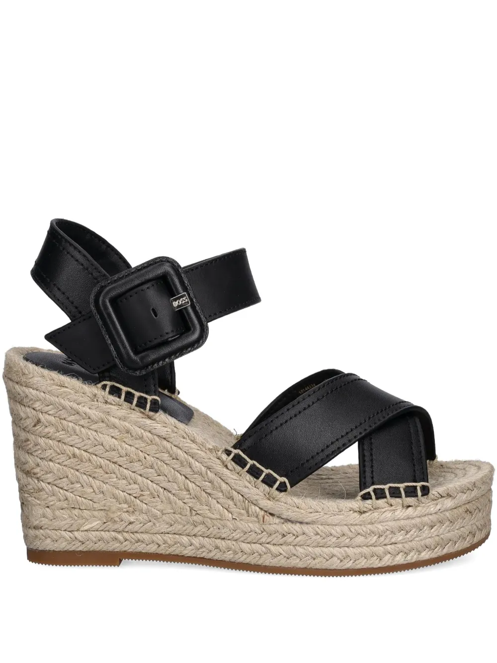 BOSS cross-strap wedge espadrilles Black