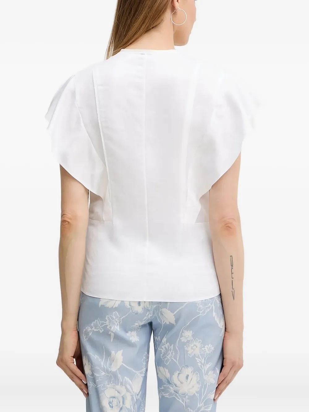 BOSS ruffled-sleeve blouse Wit