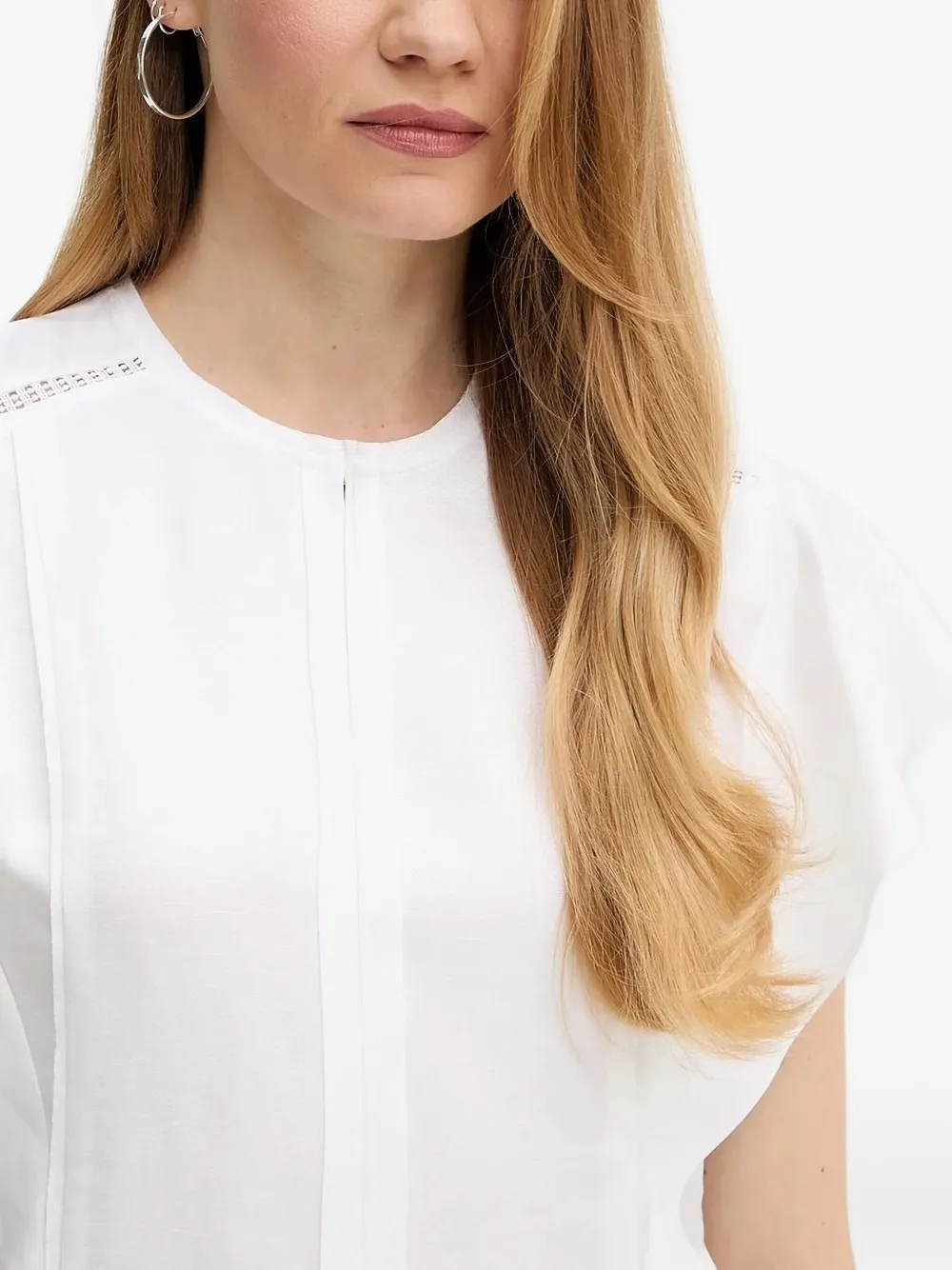 BOSS ruffled-sleeve blouse Wit