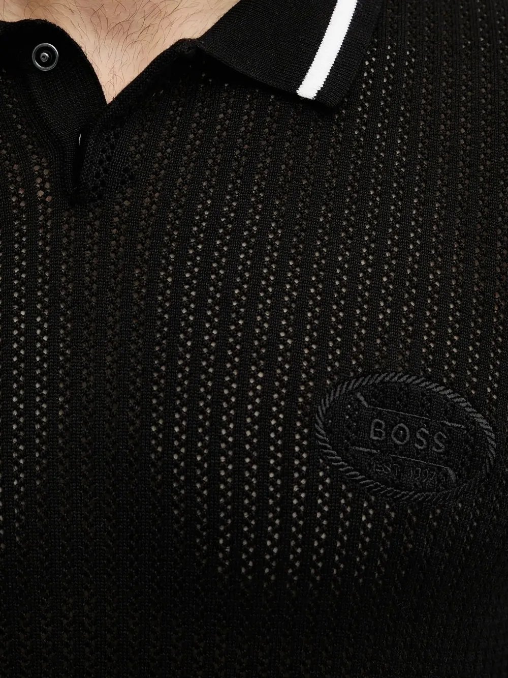 BOSS tipped-collar polo shirt Zwart