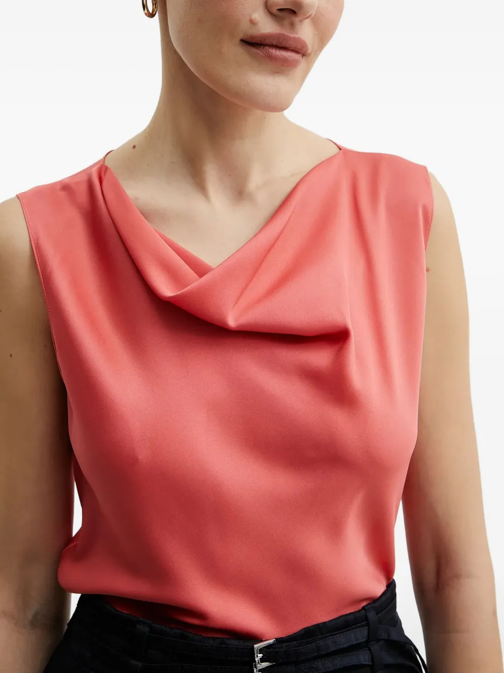 Hugo Boss Cowl-neck Sleeveless Top In Pink