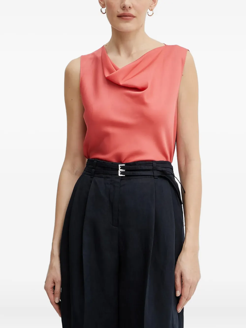 Hugo Boss Cowl-neck Sleeveless Top In Pink