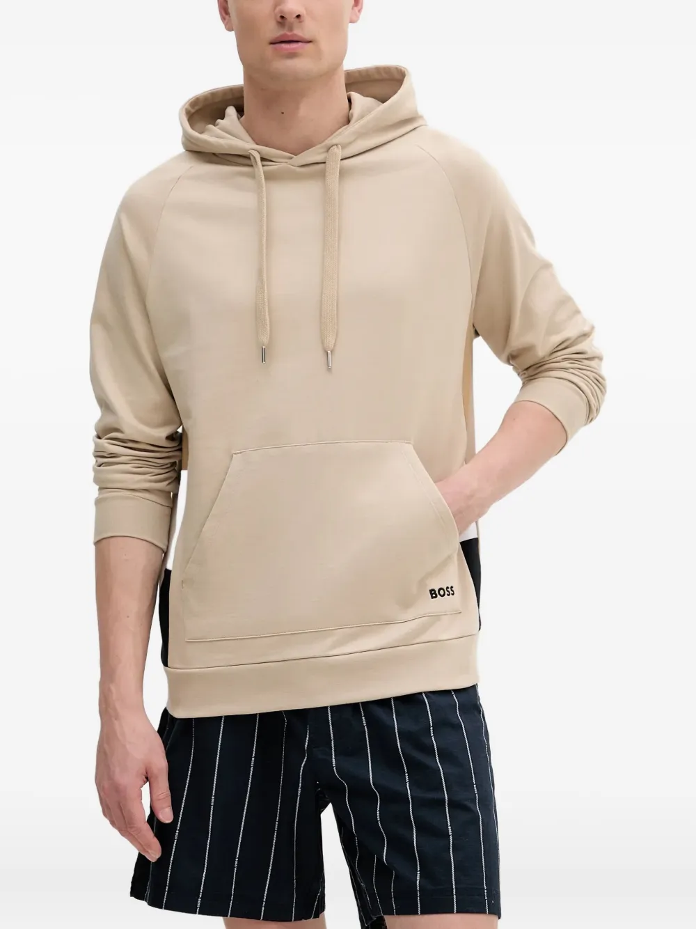 BOSS Hoodie met vlakken Beige