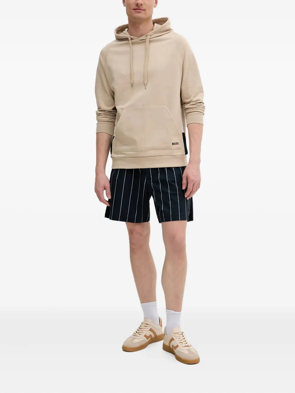 BOSS Hoodie met vlakken Beige