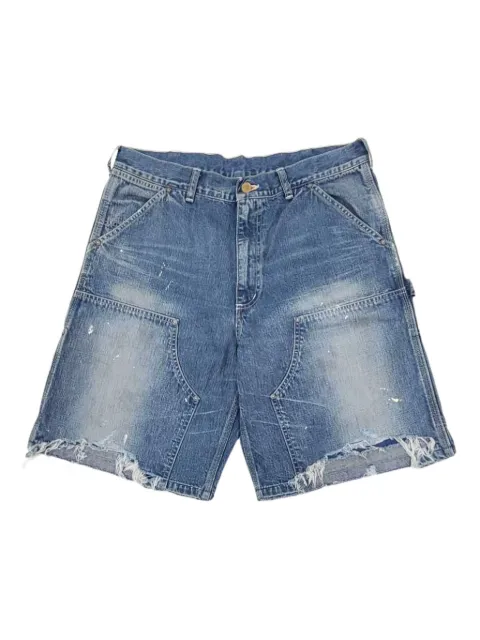 SAINT MXXXXXX shorts de mezclilla con efecto envejecido