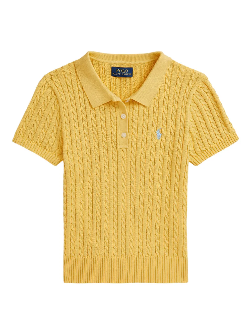 POLO RALPH LAUREN KIDS Kabelgebreid poloshirt Geel