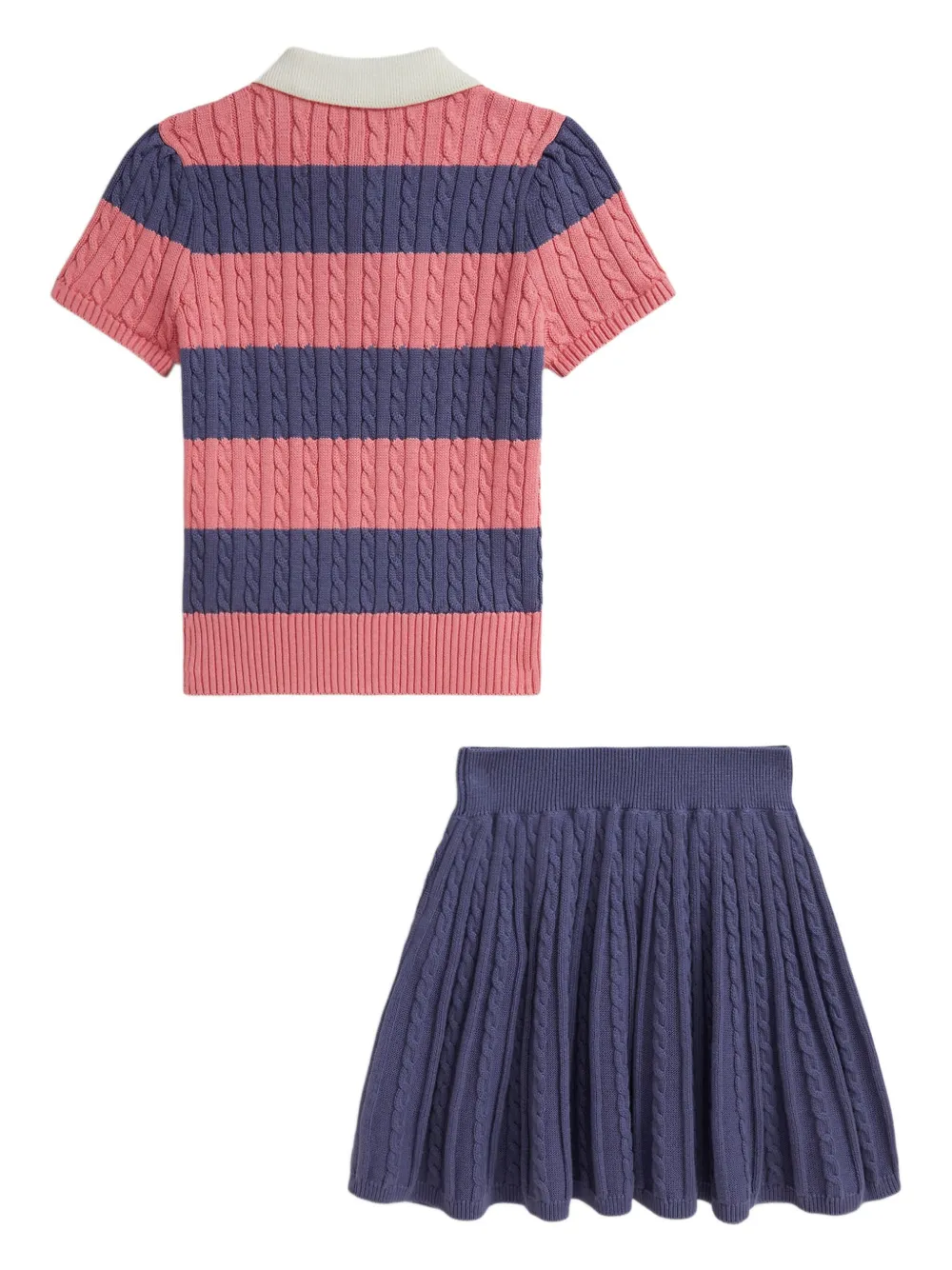 POLO RALPH LAUREN KIDS Kabelgebreide gestreepte rok set Paars