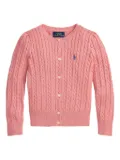 POLO RALPH LAUREN KIDS cable-knit button-up cardigan - Pink