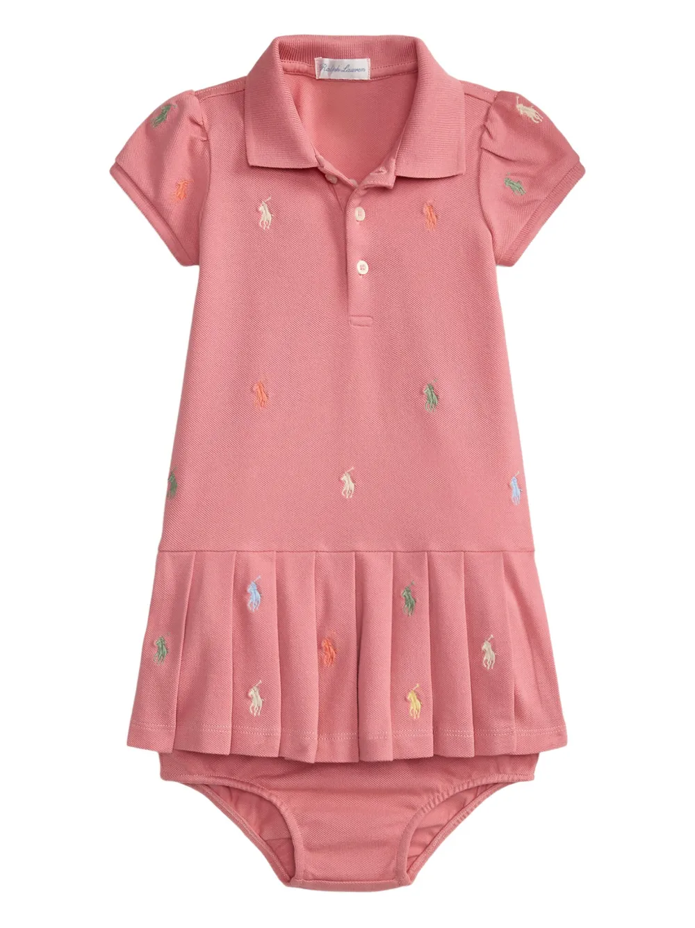 POLO RALPH LAUREN KIDS embroidered polo dress set - ピンク POLO RALPH LAUREN KIDS embroidered polo dress set - ピンク