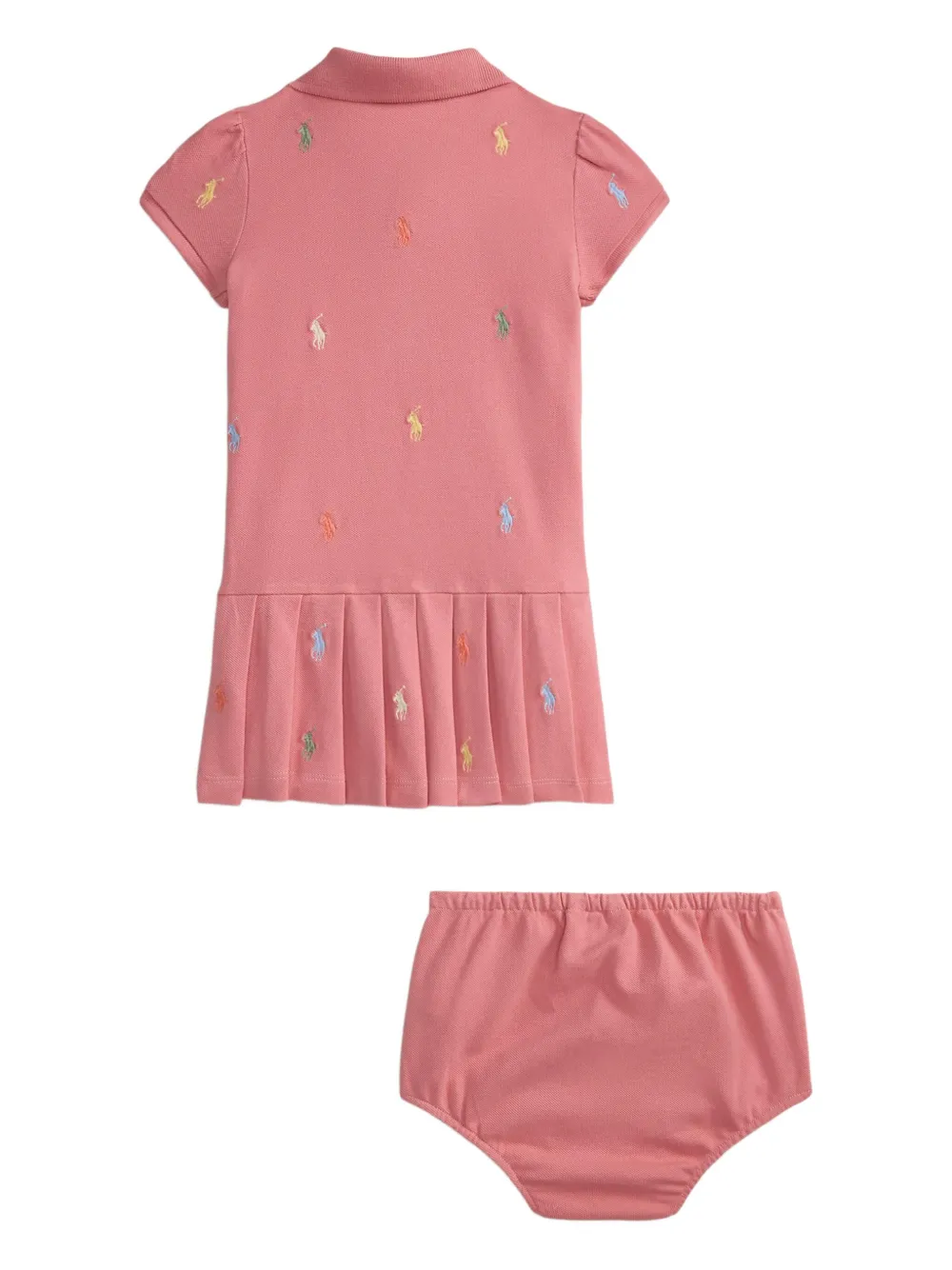 POLO RALPH LAUREN KIDS embroidered polo dress set - Roze