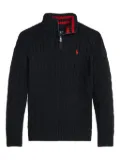 POLO RALPH LAUREN KIDS cable knit quarter-zip jumper - Black