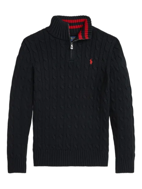 POLO RALPH LAUREN KIDS cable knit quarter-zip jumper