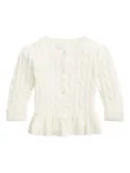 POLO RALPH LAUREN KIDS cable-knit peplum cardigan - White