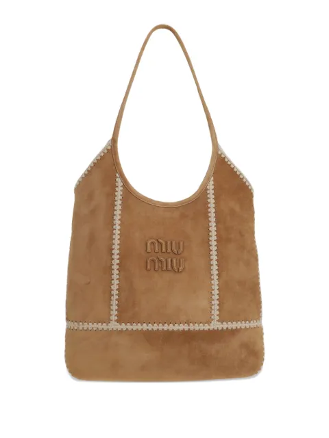Miu Miu Miu Miu Ivy Suede Crochet Patchwork Tote