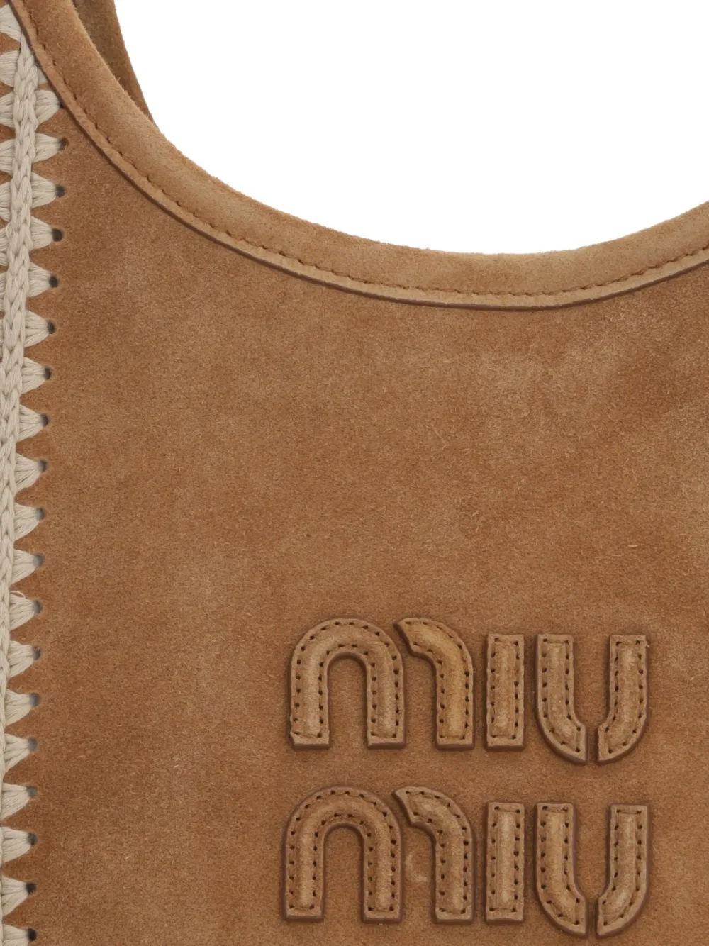 Miu crochet-trimmed suede shoulder bag Bruin