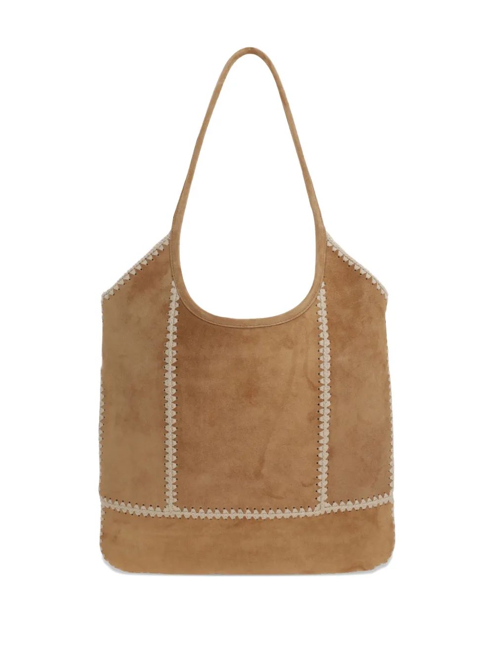 Miu crochet-trimmed suede shoulder bag Bruin