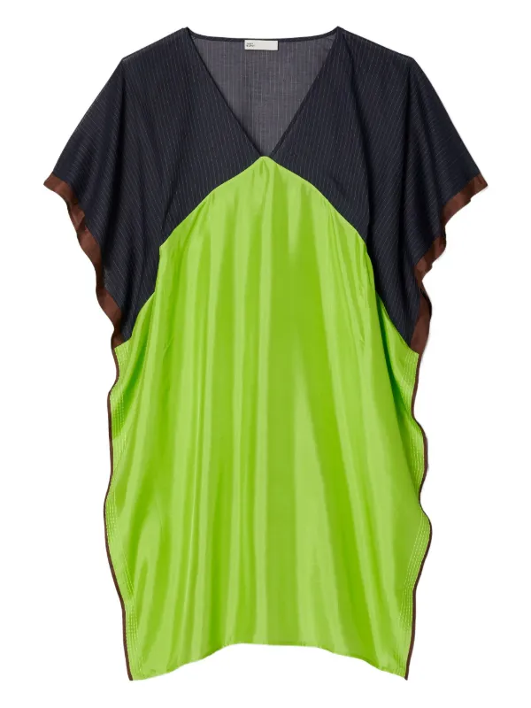 Tory Burch Colourblock Midi Dress in Green