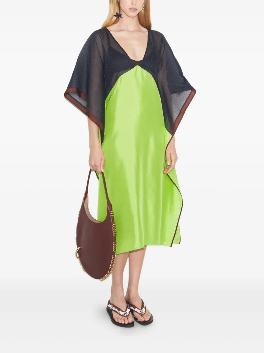 Tory Burch Midi-jurk met colourblocking - Groen