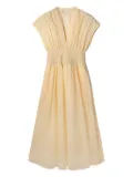 Tory Burch striped V-neck smocked midi day dress - Neutrals