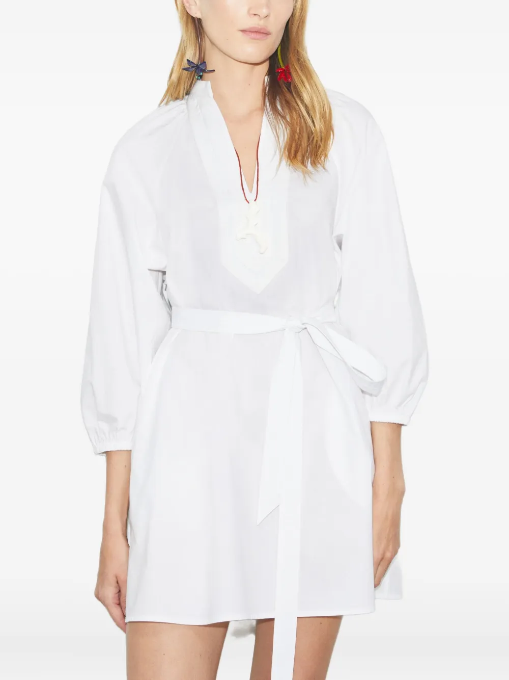 Tory Burch Shirtjurk met kraag en ceintuur Wit