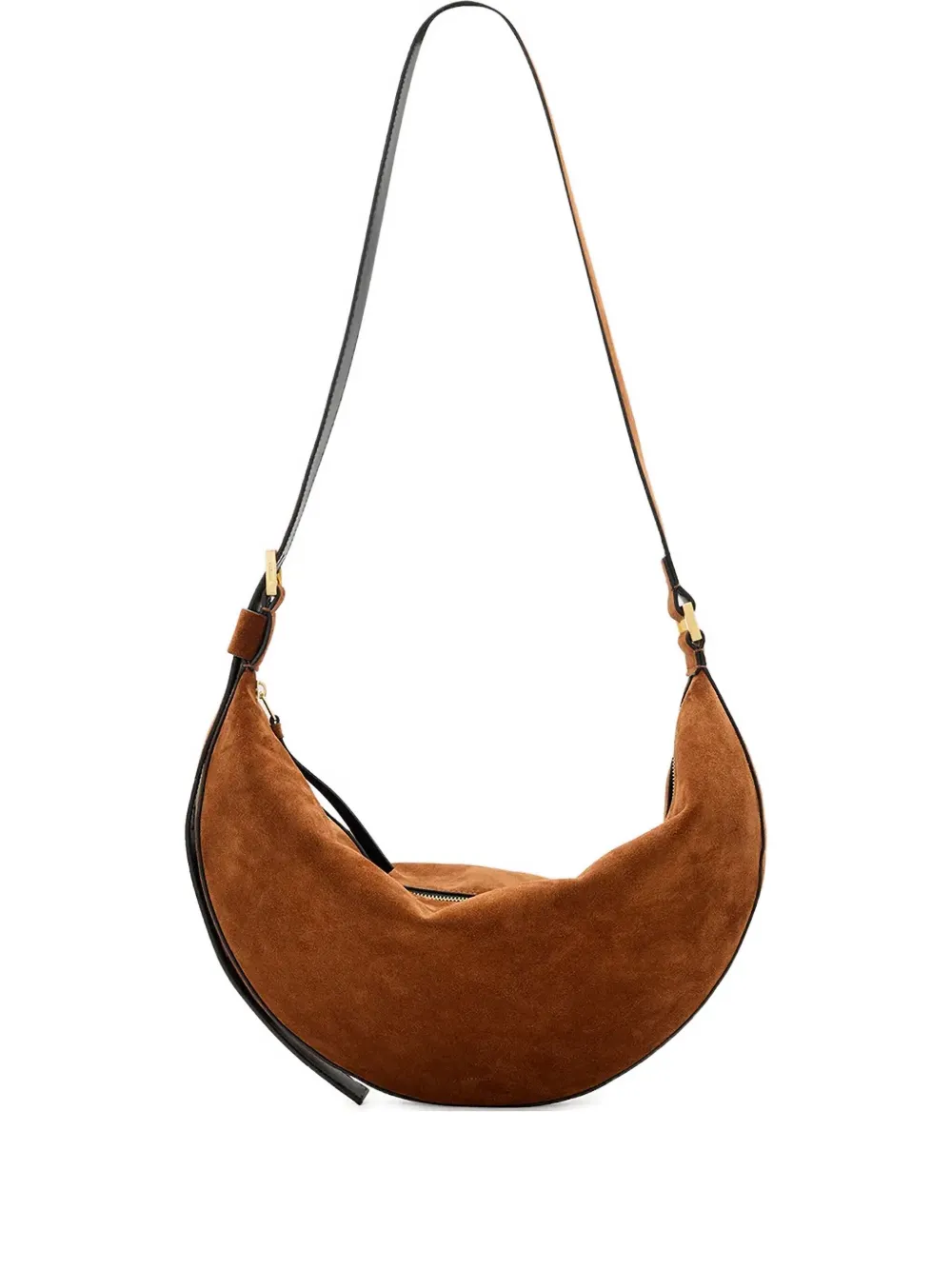Allsaints Suede Crossbody Bag In Brown
