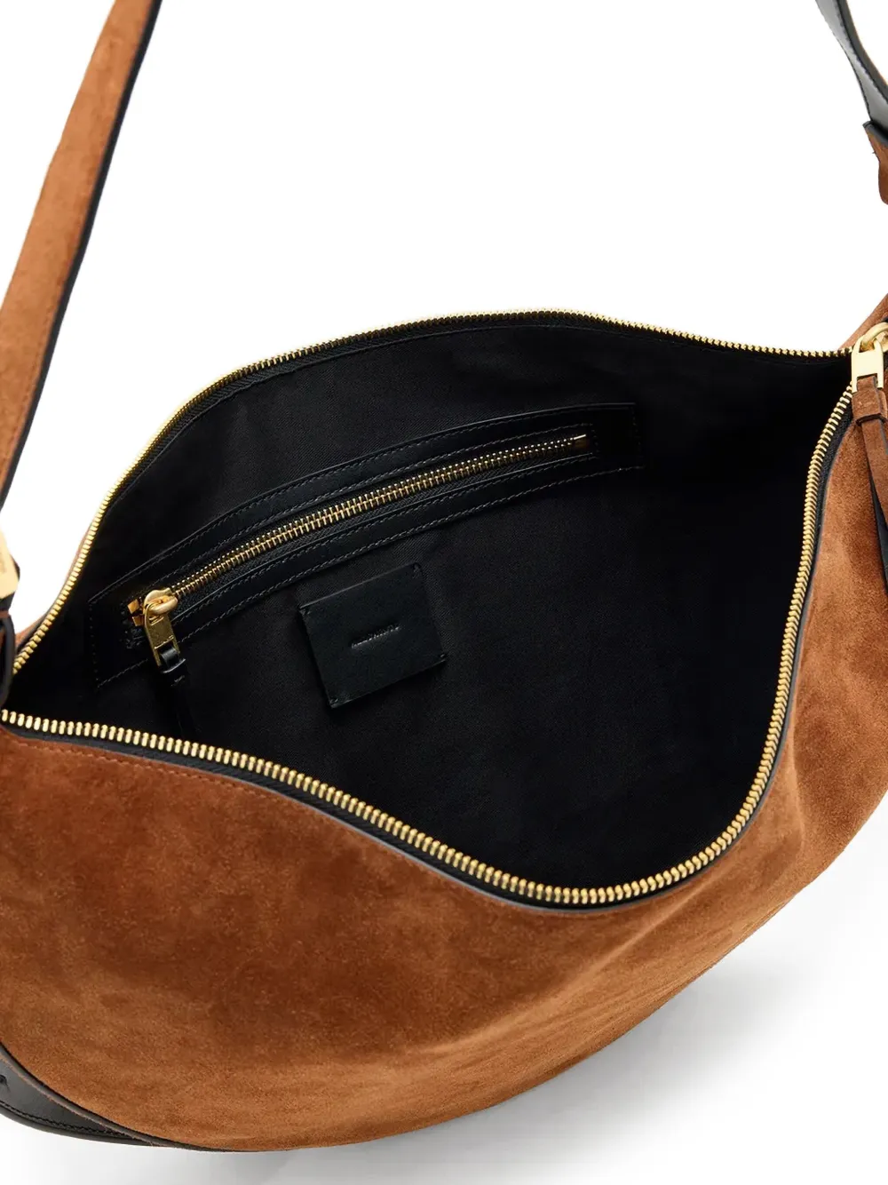 Allsaints Half Moon Suede Shoulder Bag In Brown
