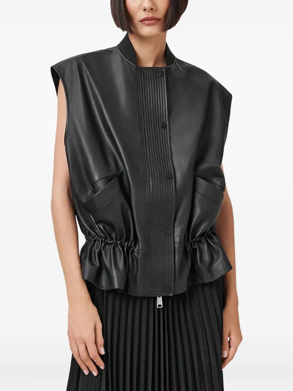 AllSaints Geplooide bodywarmer Zwart