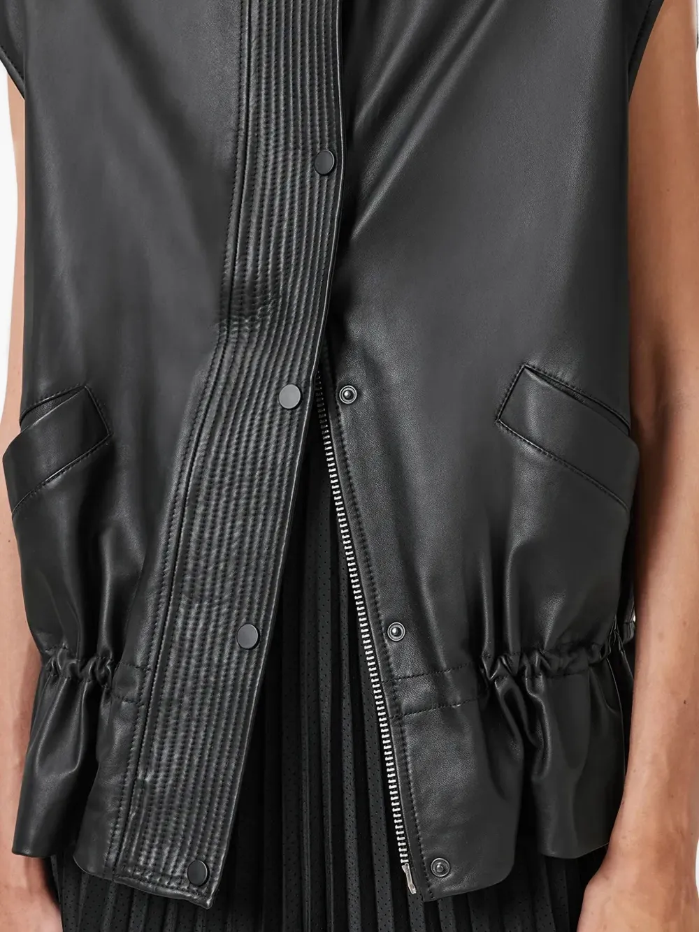AllSaints Geplooide bodywarmer Zwart