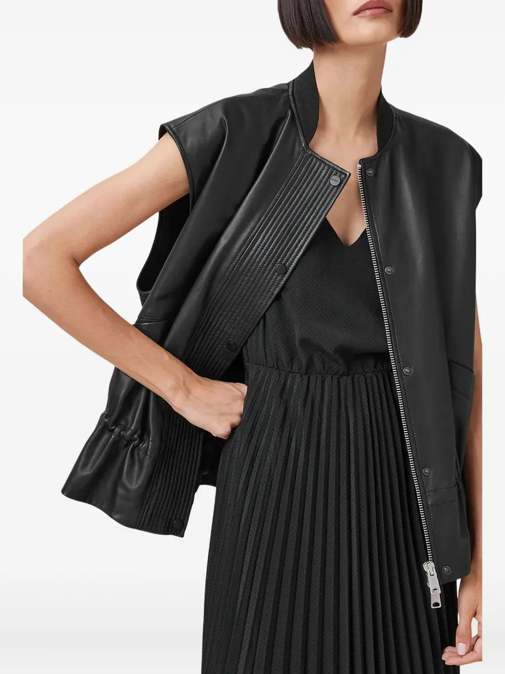 AllSaints Geplooide bodywarmer Zwart
