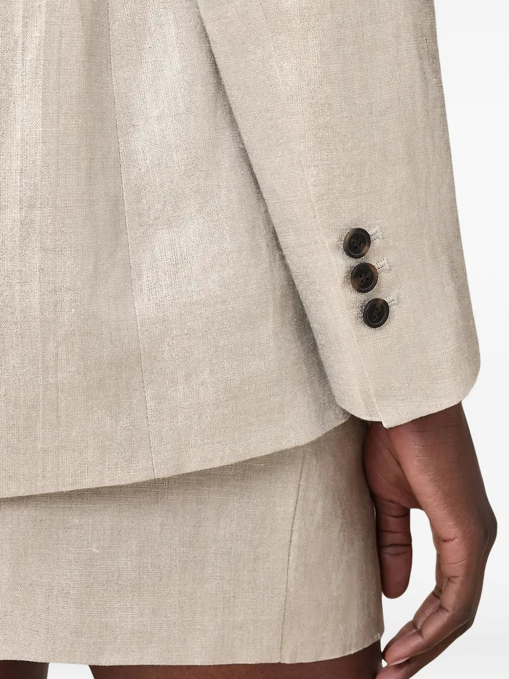 Allsaints Averie Metallic-effect Blazer In Neutral