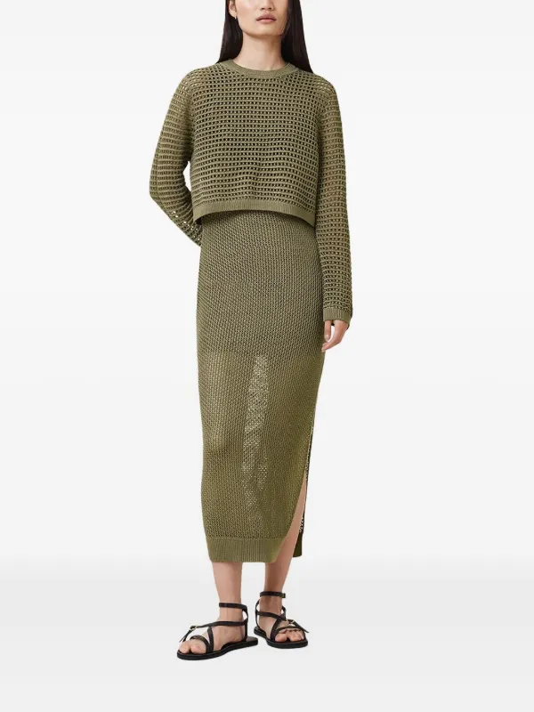 AllSaints open-knit Midi Dress | Green | FARFETCH
