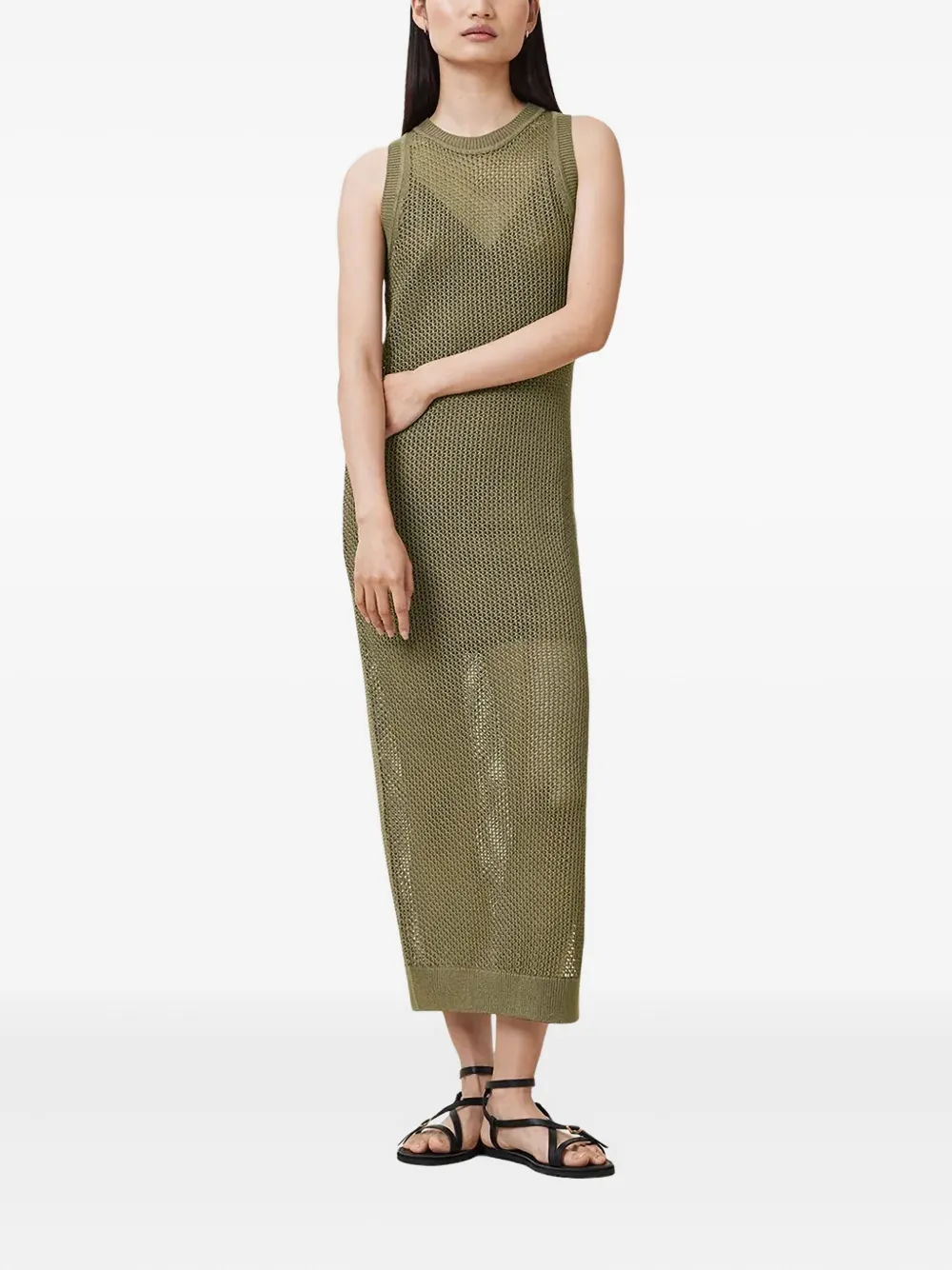 AllSaints Opengebreide midi-jurk Groen