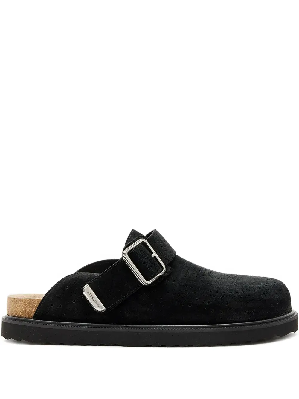 AllSaints perforated-detail mules Black