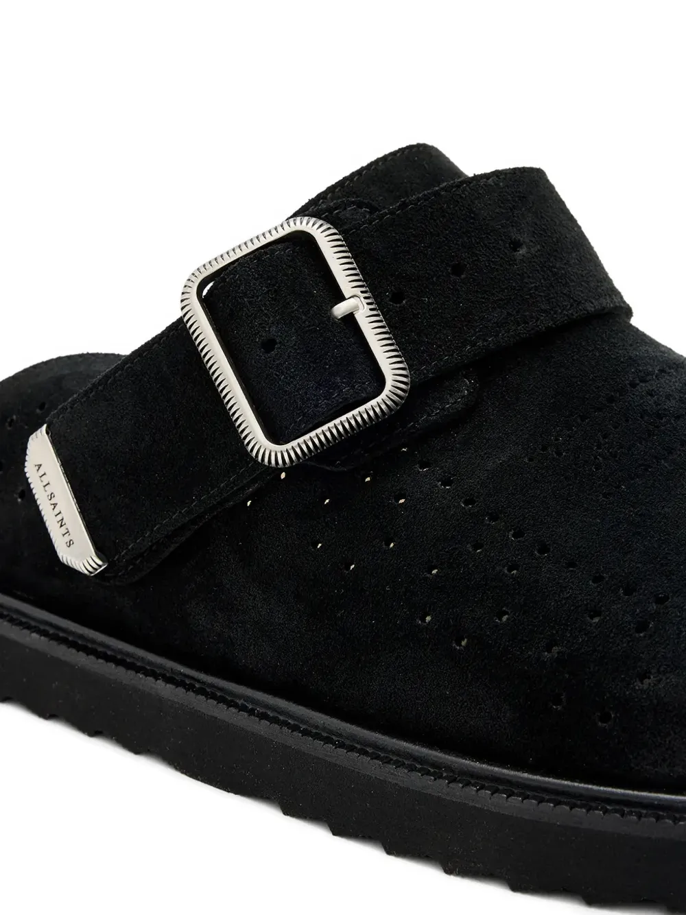 AllSaints perforated-detail mules Black