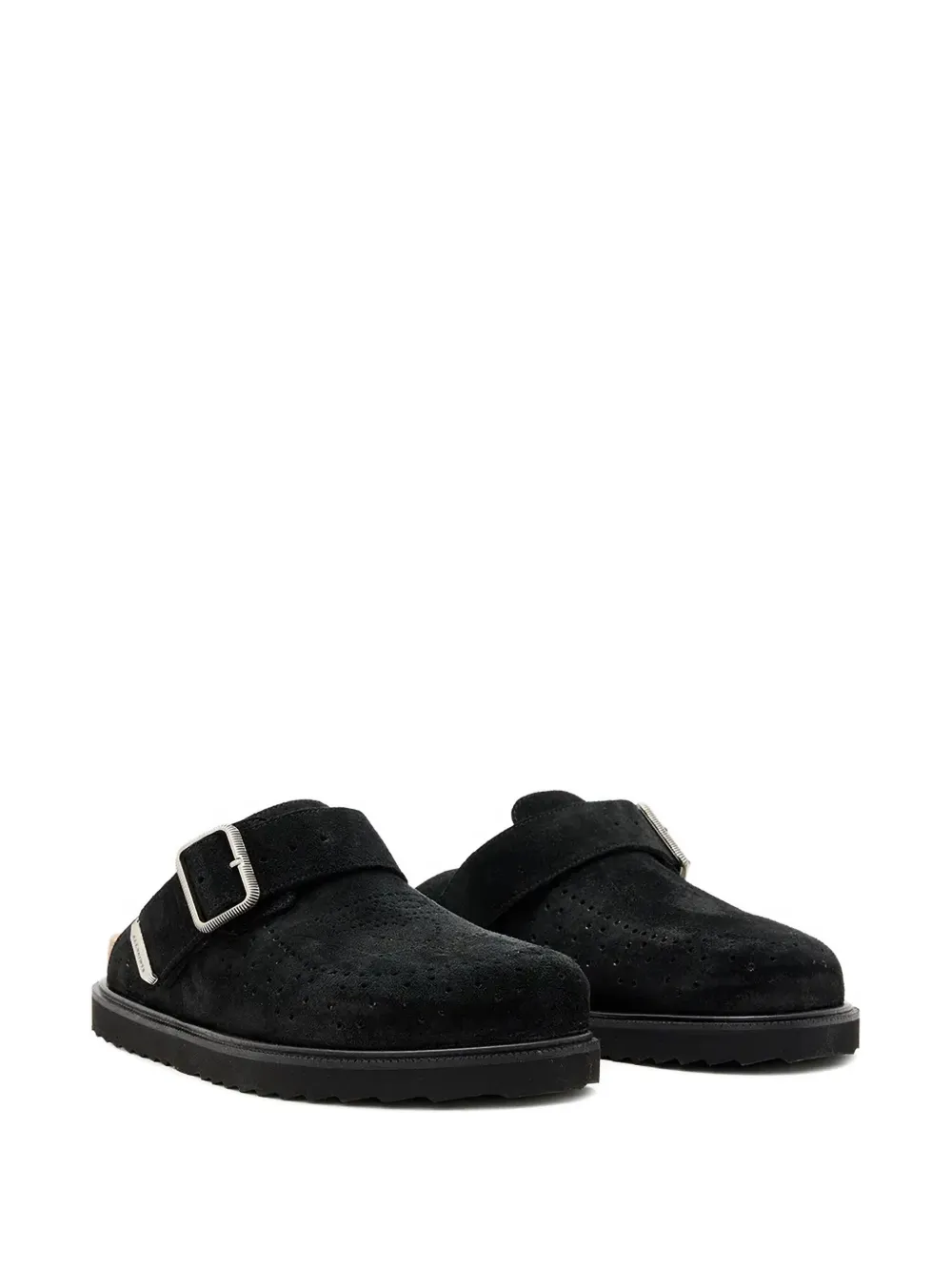 AllSaints perforated-detail mules Black