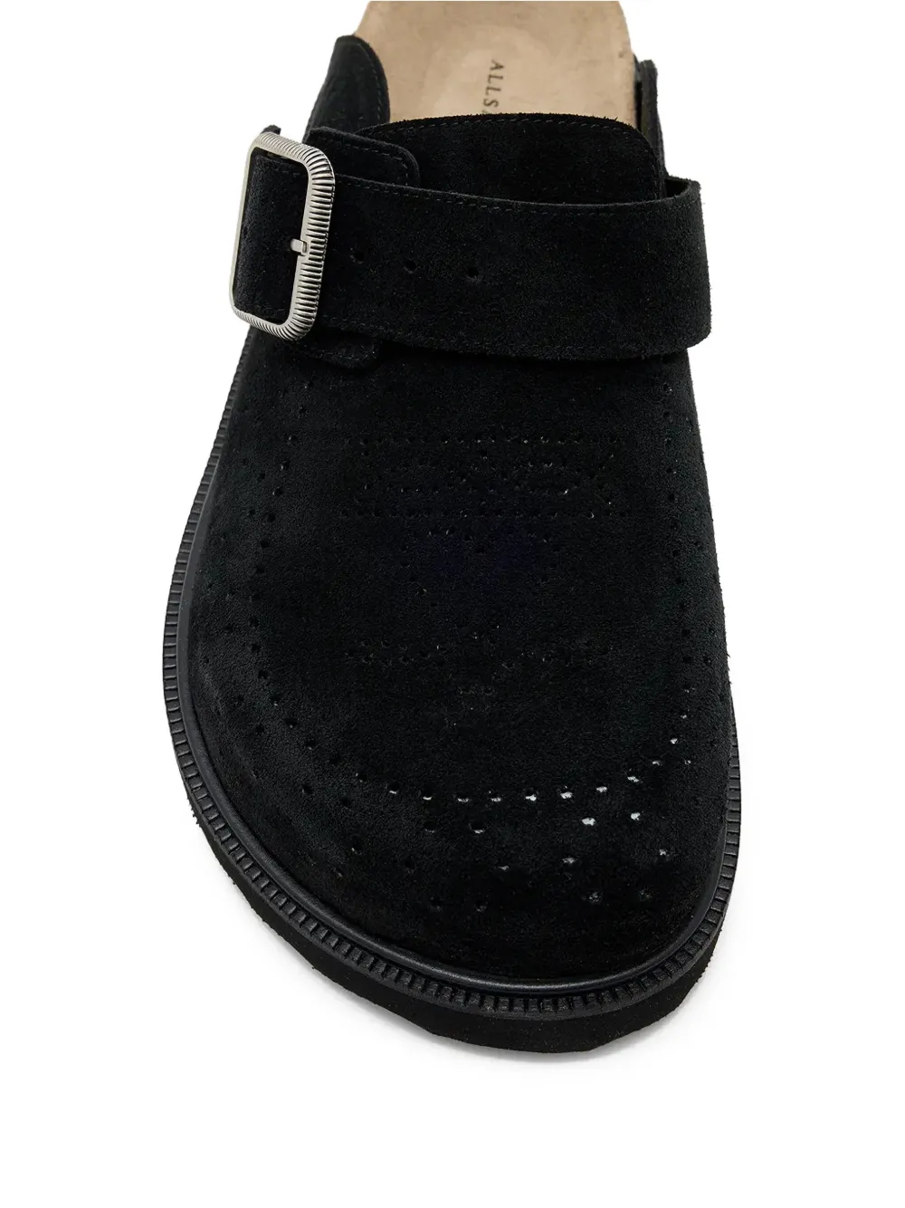AllSaints perforated-detail mules Black