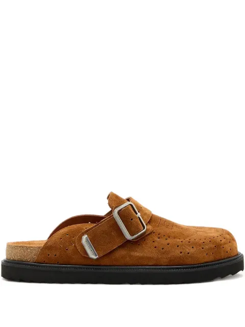 AllSaints perforated buckled mules