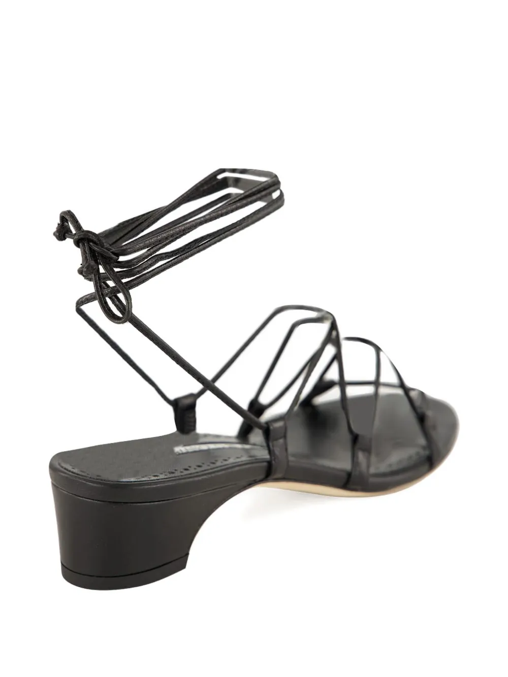 Manolo Blahnik lace-up block-heel sandals Black