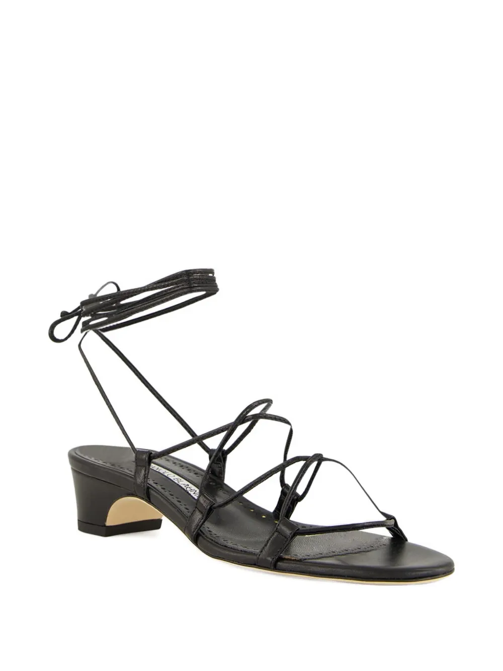 Manolo Blahnik lace-up block-heel sandals Black