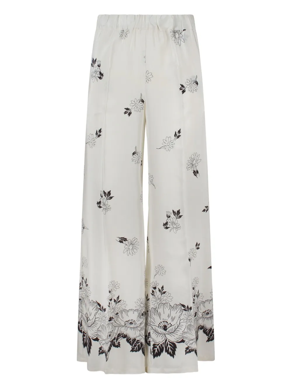 P.a.r.o.s.h Floral-print Elastic-waist Pants In White