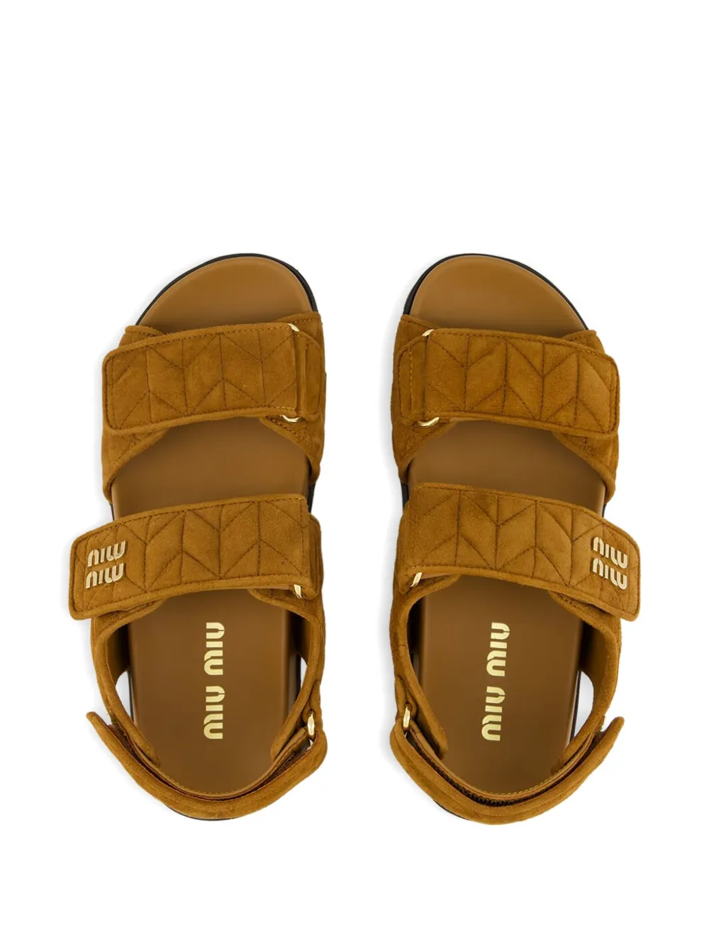 Miu Sporty gewatteerde sandalen met dubbele bandjes Bruin