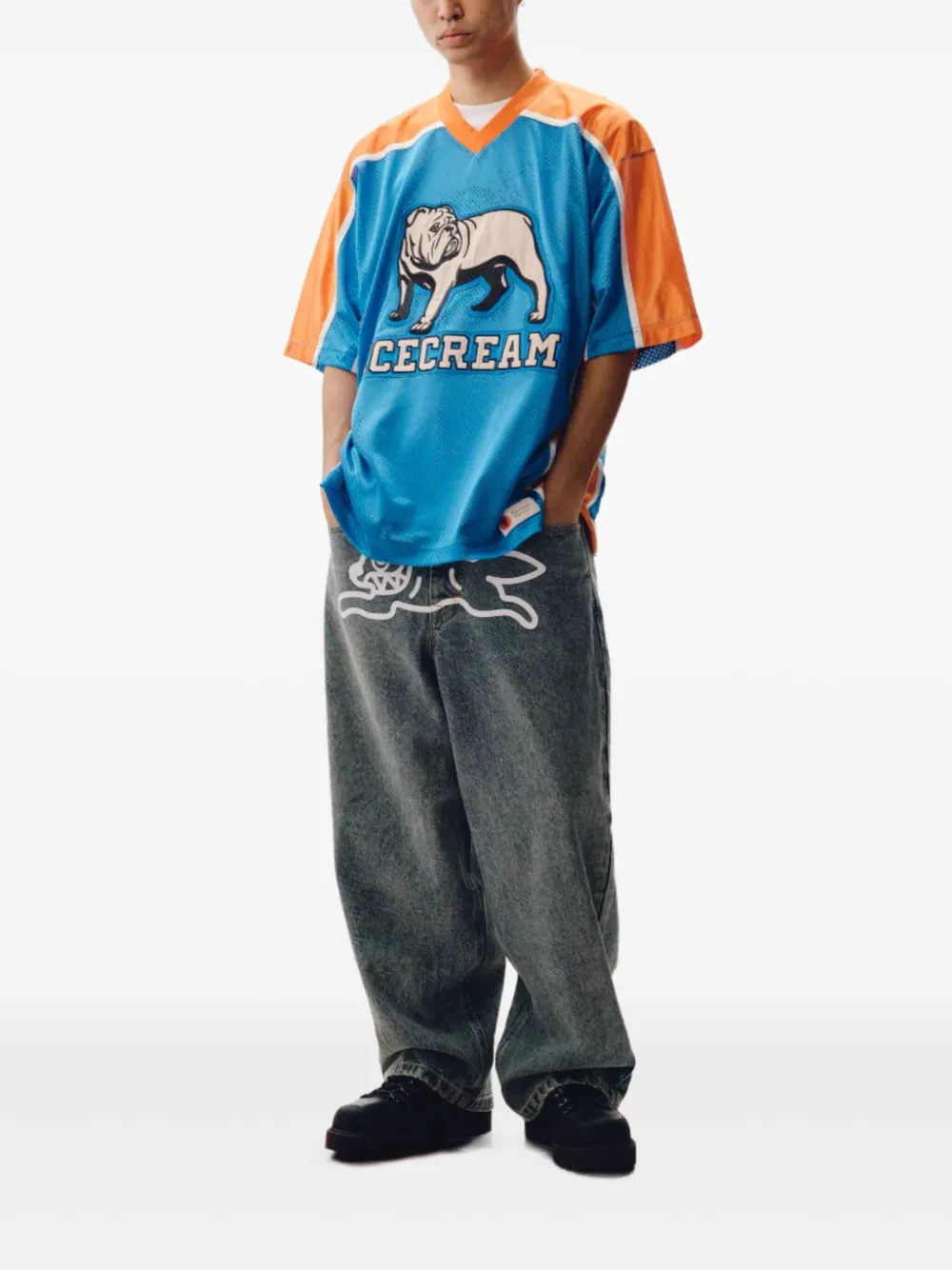 ICECREAM graphic-print mesh jersey - Blauw