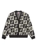 ICECREAM leaf-motif knitted cardigan - Black