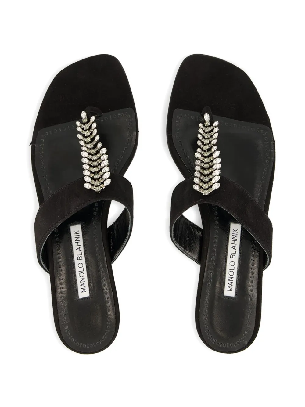 Manolo Blahnik crystal-embellished flat sandals Black