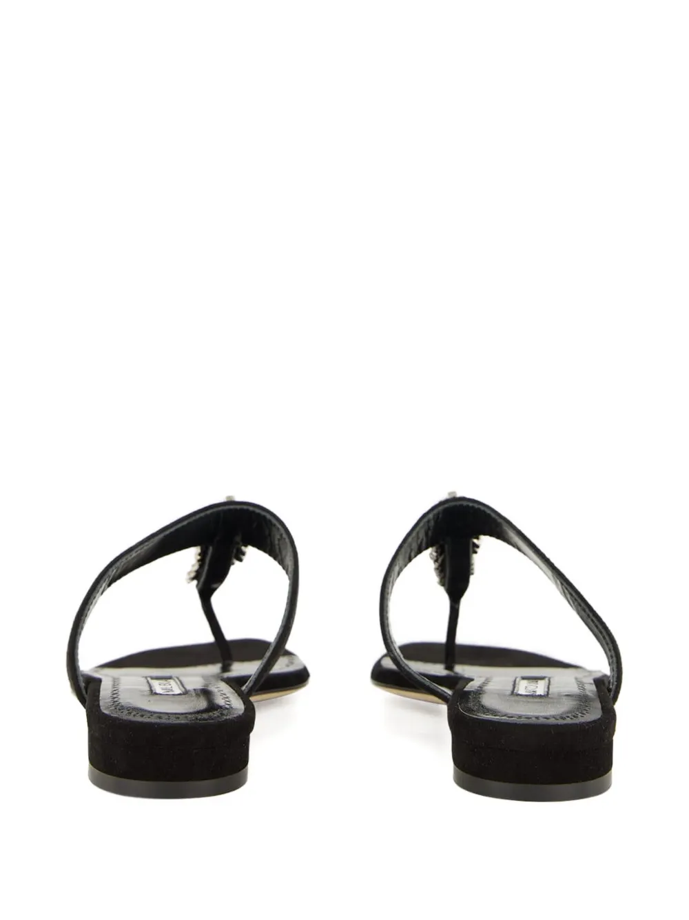 Manolo Blahnik crystal-embellished flat sandals Black