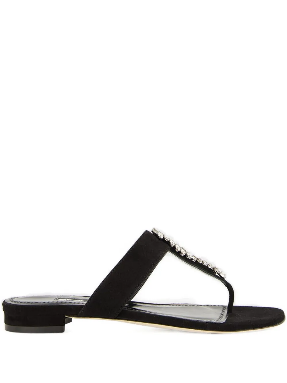 Manolo Blahnik crystal-embellished flat sandals Black