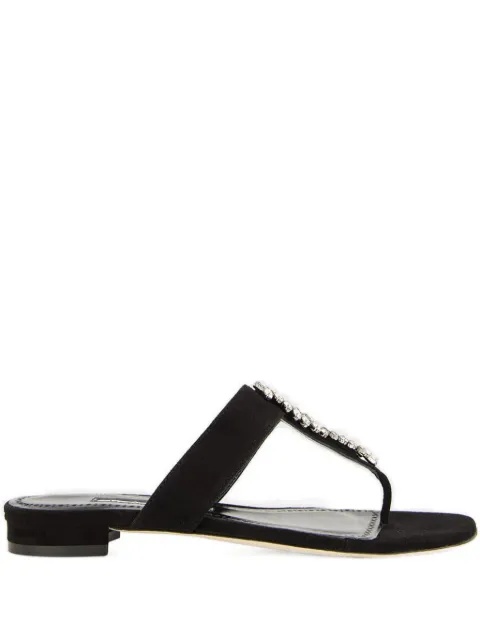 Manolo Blahnik crystal-embellished flat sandals
