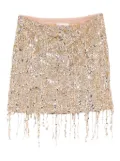 Elisabetta Franchi sequinned-fringe tulle mini skirt - Gold